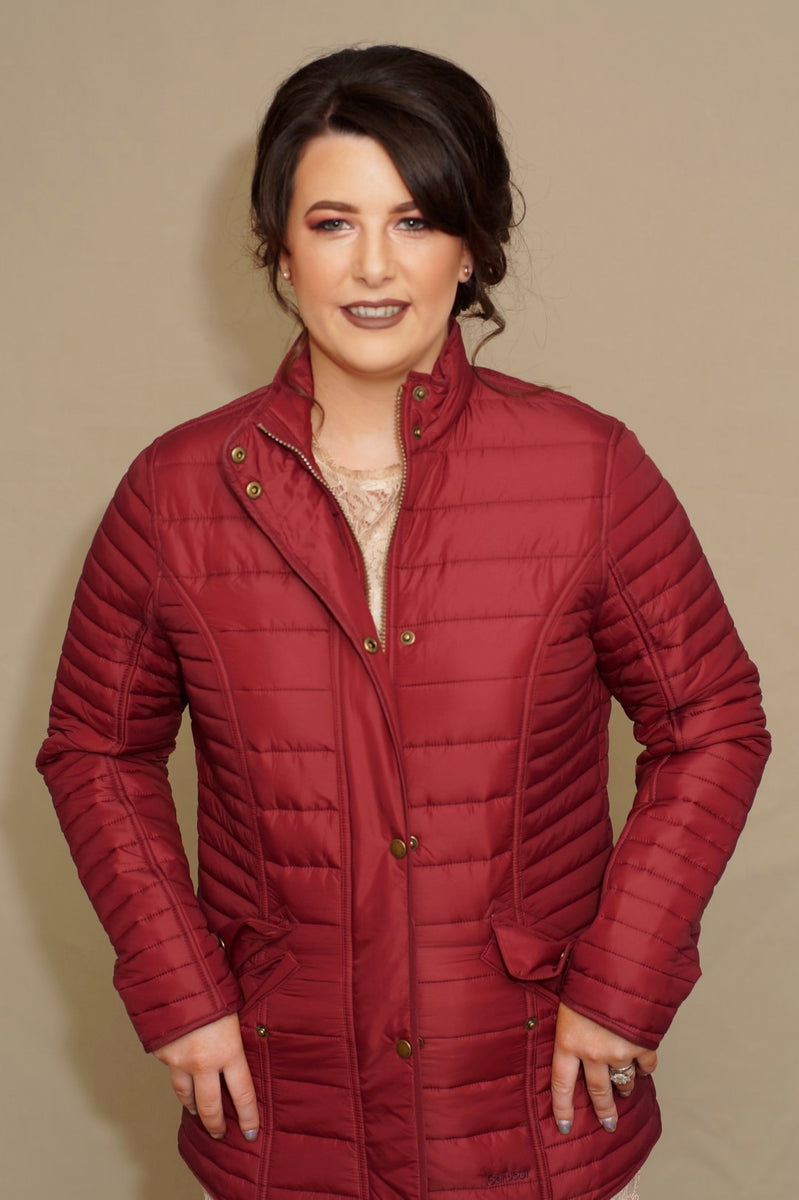 Barbour burgundy quilted sale jacket