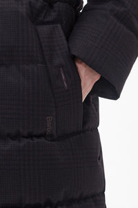 Barbour Herring Quilt long coat in Black Cherry check LQU1642RE91 pocket