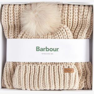 Barbour Beanie Hat and Scarf Saltburn Gift Set in Pearl LGS0023ST15