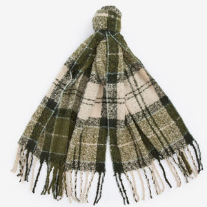 Barbour Saltburn Beanie Hat and Tartan Scarf Gift set in Ancient Loden LGS0077GN71 scarve