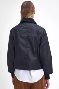 Ladies CROPPED NEW Beadnell Wax Jacket in Black LWX1403BK71 back