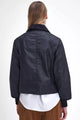 Ladies CROPPED NEW Beadnell Wax Jacket in Black LWX1403BK71 back