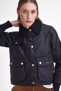 Ladies CROPPED NEW Beadnell Wax Jacket in Black LWX1403BK71 short