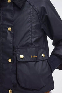 Ladies CROPPED NEW Beadnell Wax Jacket in Black LWX1403BK71 gold