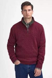 Barbour Jumper Nelson Essential Half Zip Sweater in Port MKN0863RE14 front