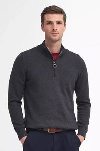 Barbour Sweater Cotton Half Zip in Charcoal MKN1074CH91 grey