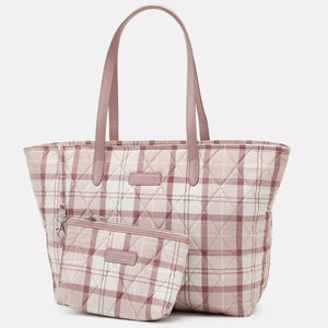  Barbour Bag Weatherham quilted tote shoulder bag in dewberry tartan LBA0344PU31