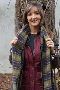 OFFER Barbour Classic Beadnell Ladies wax jacket in Olive with Matching Classic Tartan Scarf