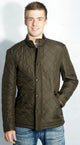 Barbour mens olive green Powell polarquilt jacket front