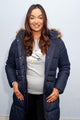 Barbour Quilted Jacket-Caldbeck-Navy- With Fur Hood-LQU1080NY71 open