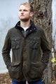 Barbour Ogston Wax Jacket - Olive - MWX0700OL51 - Modelled Front View Closed