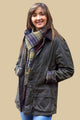 Barbour Classic Beadnell Ladies wax jacket in Olive Green with Matching Classic Tartan Scarf